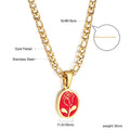 Damen Halskette mit kunstvollem Rosenanhänger und hochwertiger goldplattierter Edelstahl-Gliederkette Shop Nory