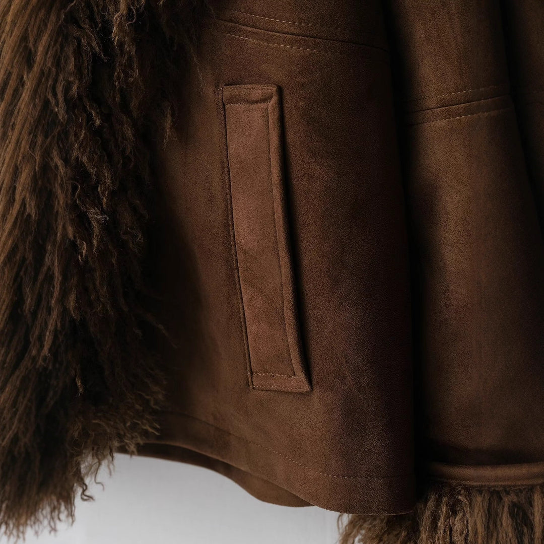 Damen Lammfelloptik-Mantel mit voluminösem Teddykragen Shop Nory