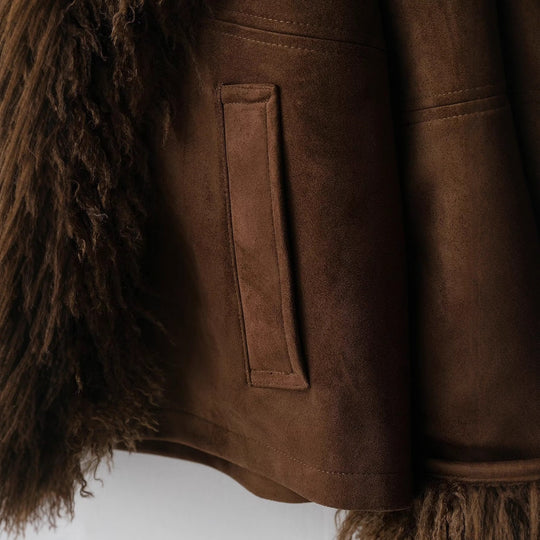 Damen Lammfelloptik-Mantel mit voluminösem Teddykragen Shop Nory