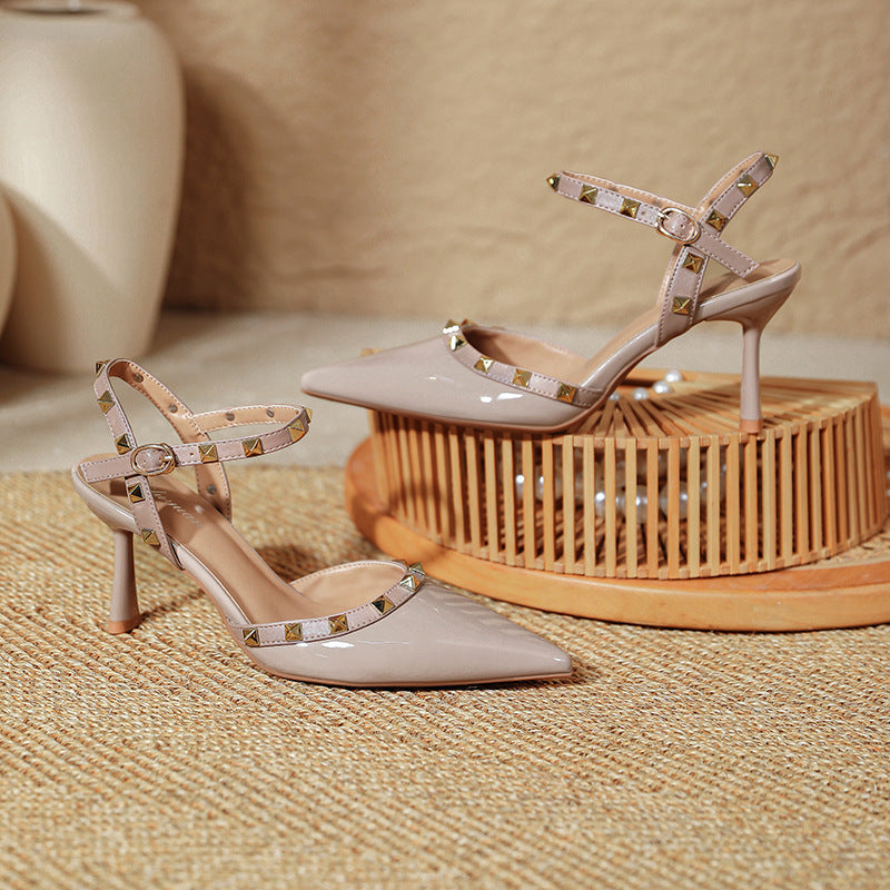 Damen stilvolle Slingback-Pumps mit dekorativen Nieten