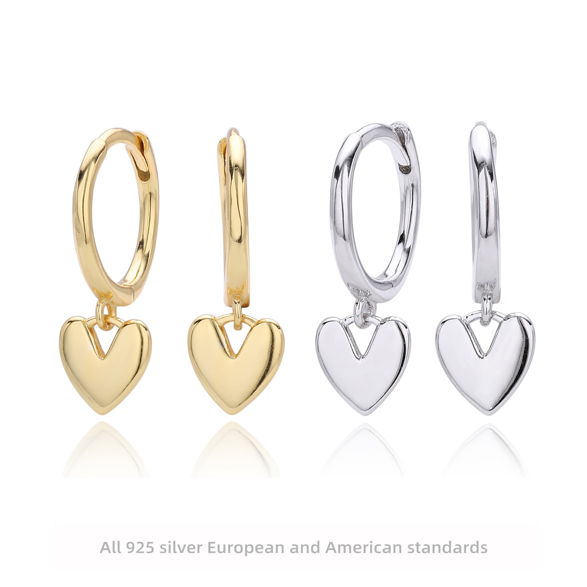 Damen Creolen mit herzförmigem Anhänger aus 925 Sterling Silber Shop Nory