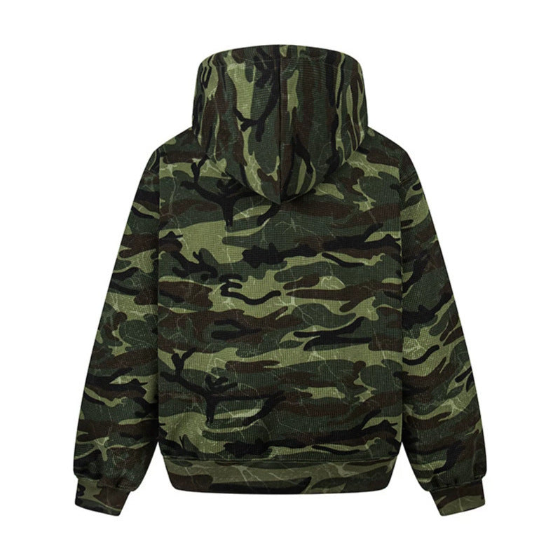Unisex Kapuzensweatjacke im Camouflage-Design mit durchgehendem Reißverschluss Shop Nory