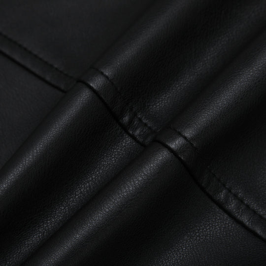 Damen Kurzjacke aus Kunstleder mit Rundhals, Druckknopfverschluss und aufgesetzten Taschen Shop Nory