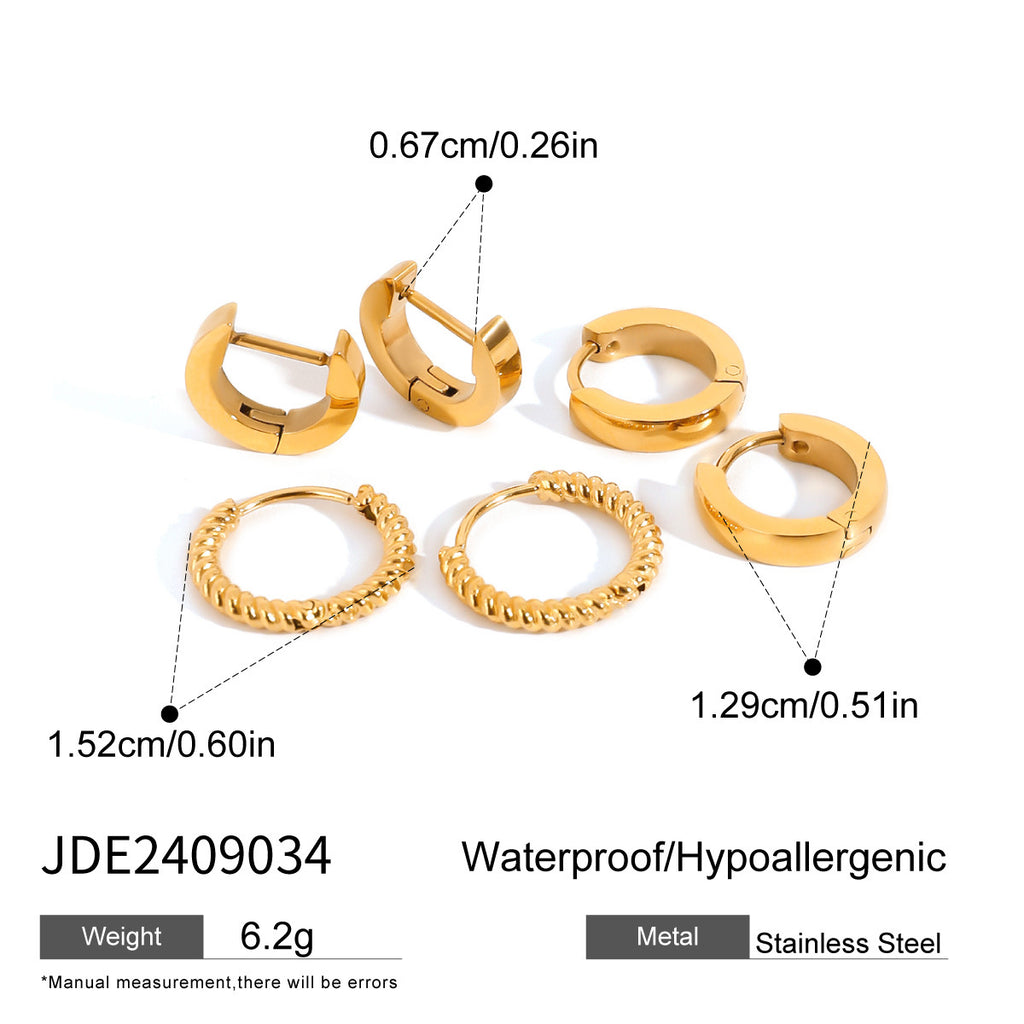 Damen Creolen Ohrstecker Set aus hypoallergenem Edelstahl Shop Nory