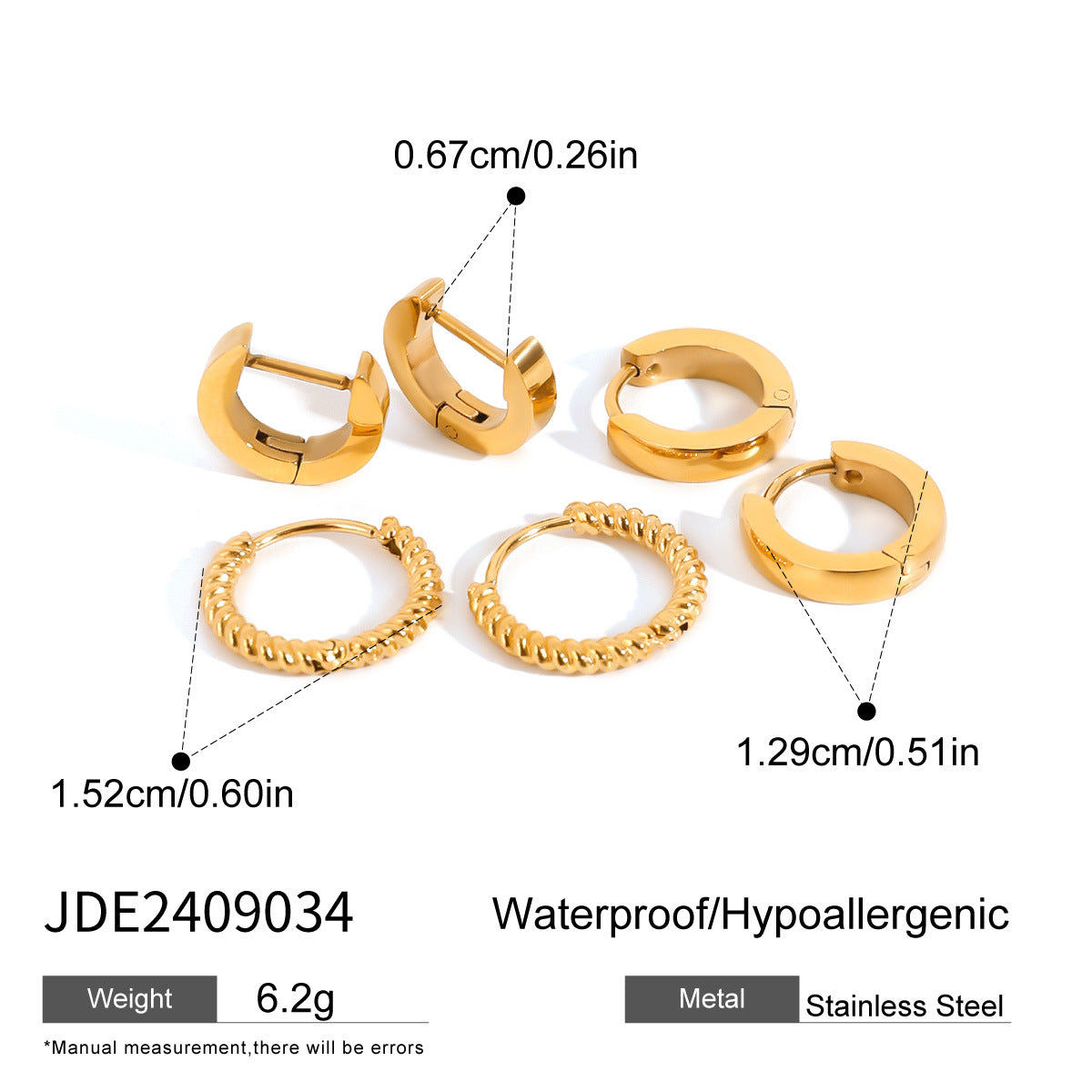 Damen Creolen Ohrstecker Set aus hypoallergenem Edelstahl Shop Nory
