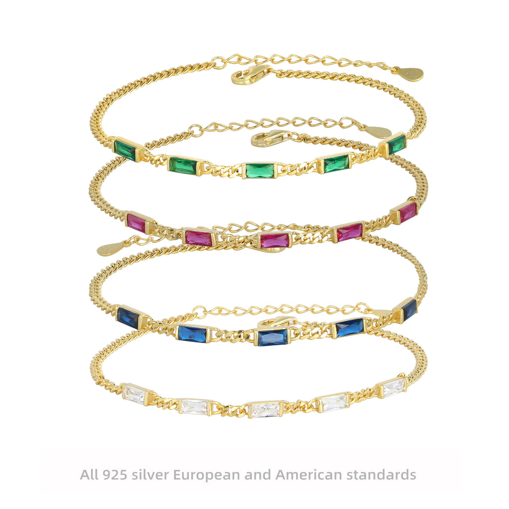 Damen Halskette mit stilvollen grünen Zirkonsteinen in hochwertigem 925 Sterling Silber Shop Nory