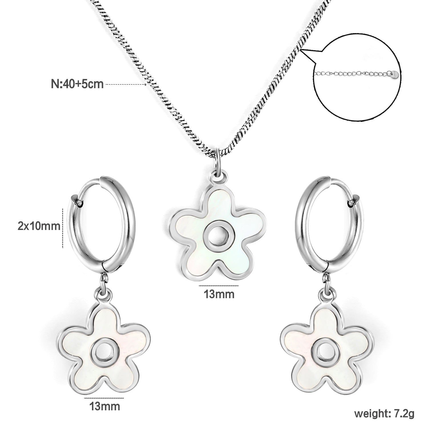 Damen Schmuckset mit elegantem Kristallanhänger und passenden Ohrsteckern Shop Nory
