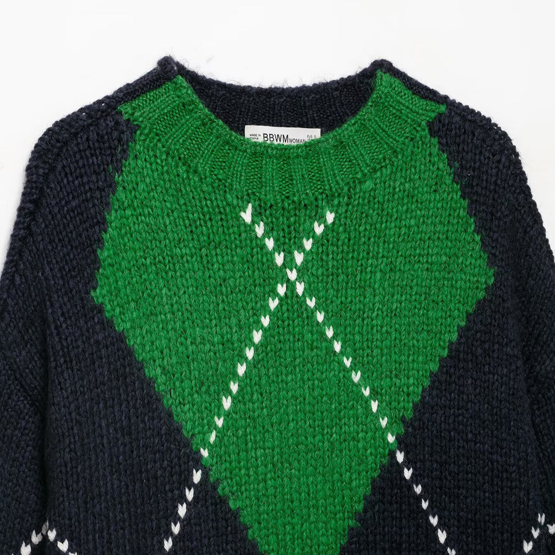 Damen Grobstrick-Pullover mit Argyle‑Muster und Oversize‑Schnitt Shop Nory