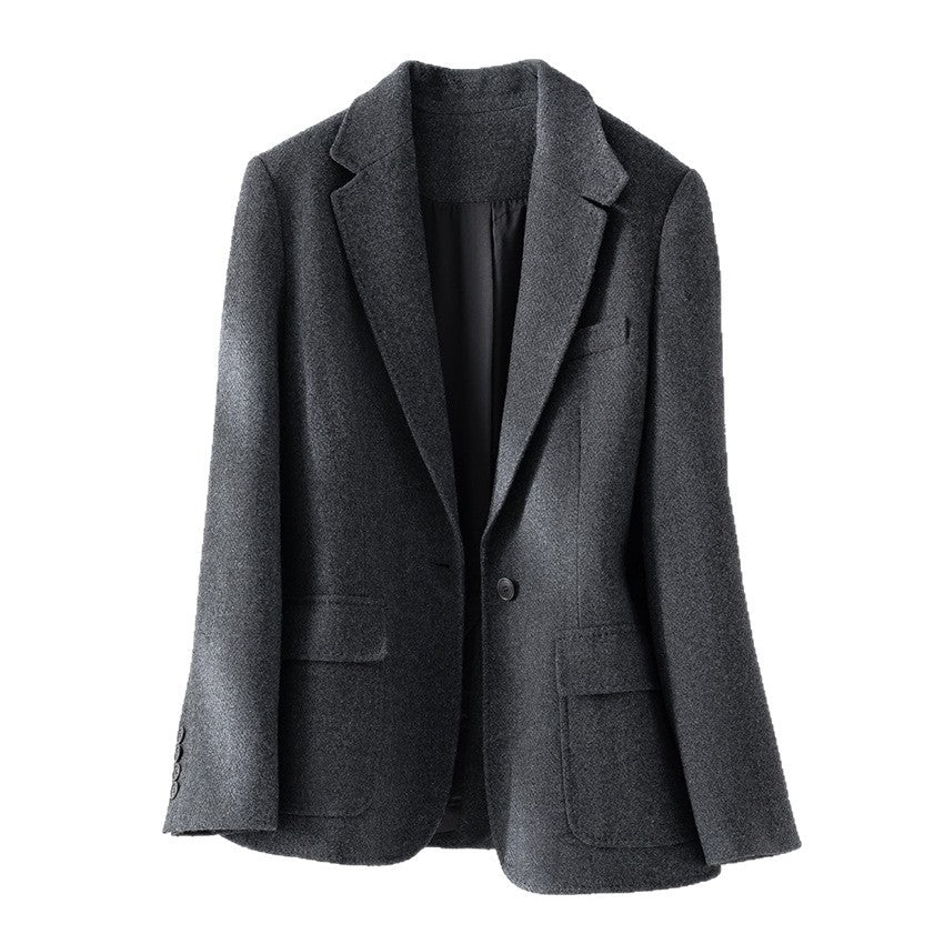 Damen Halbgefütterter Ein-Knopf-Wollmix-Blazer mit abgerundetem Saum Shop Nory
