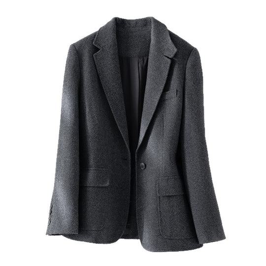 Damen Halbgefütterter Ein-Knopf-Wollmix-Blazer mit abgerundetem Saum Shop Nory