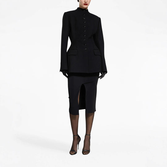 Damen Taillierter Blazer mit Stehkragen, strukturierter Schulter und dekorativer Knopfleiste Shop Nory