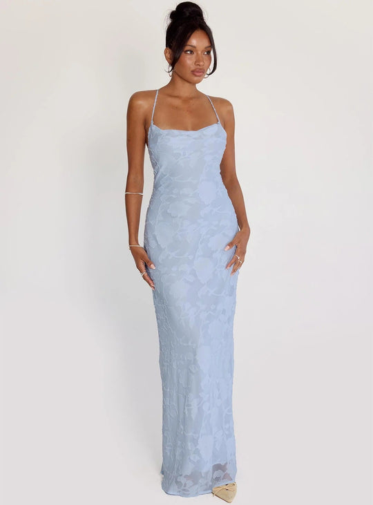 Damen Elegantes Abendkleid mit floralem Spitzenmuster und Spaghettiträgern