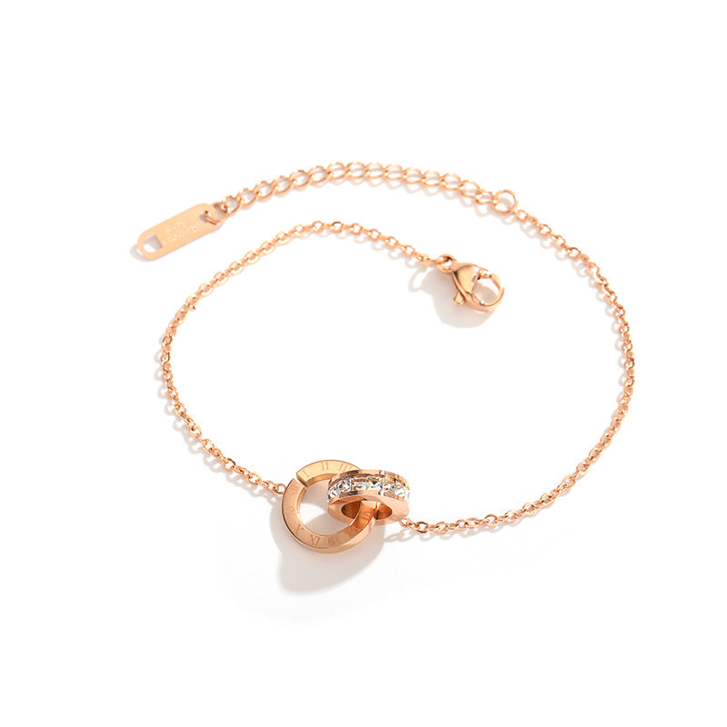Damen elegantes Armband mit doppeltem Ringdesign und funkelnden Zirkonia Shop Nory