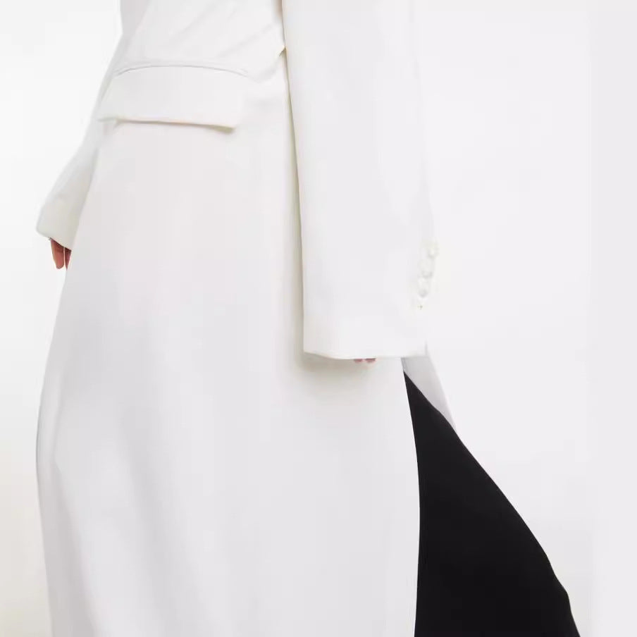 Damen Maxilanger schlanker Mantelblazer mit verdeckter Knopfleiste und schmaler Schulterlinie Shop Nory