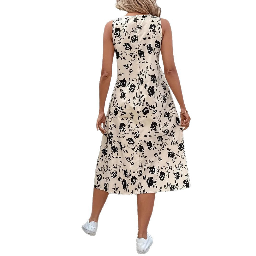 Damen Ärmelloses Maxikleid mit floralem Muster und praktischen Taschen
