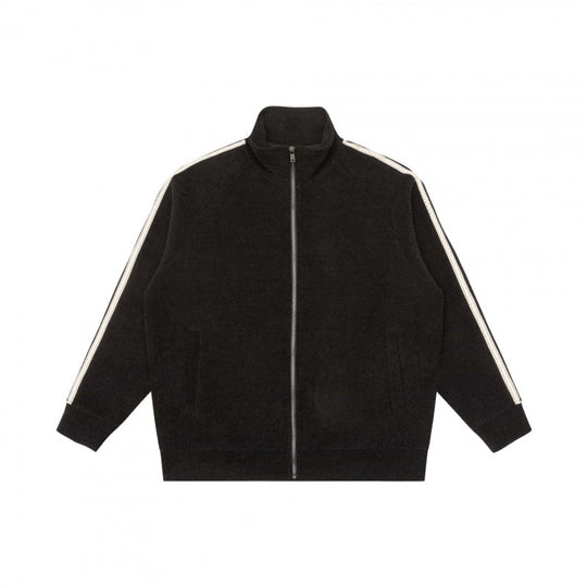 Unisex Oversize-Teddyfleece-Zippjacke mit Stehkragen und Kontraststreifen Shop Nory