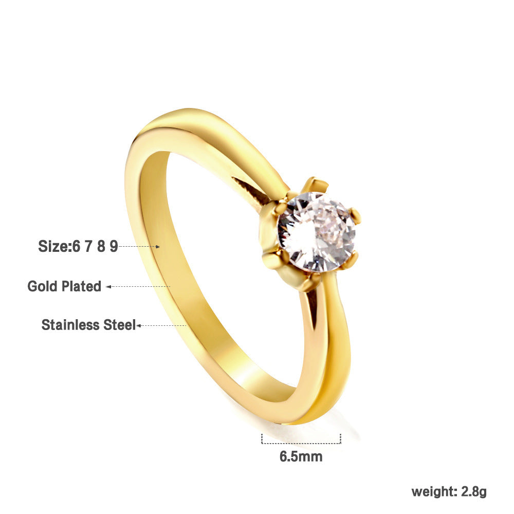 Damen Ring mit brillantem Zirkonia und eleganter Edelstahlfassung Shop Nory