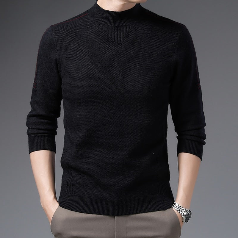 Herren Slim-Fit Strukturierter Feinstrickpullover mit kurzem Schlauchkragen und gerippten Säumen Shop Nory