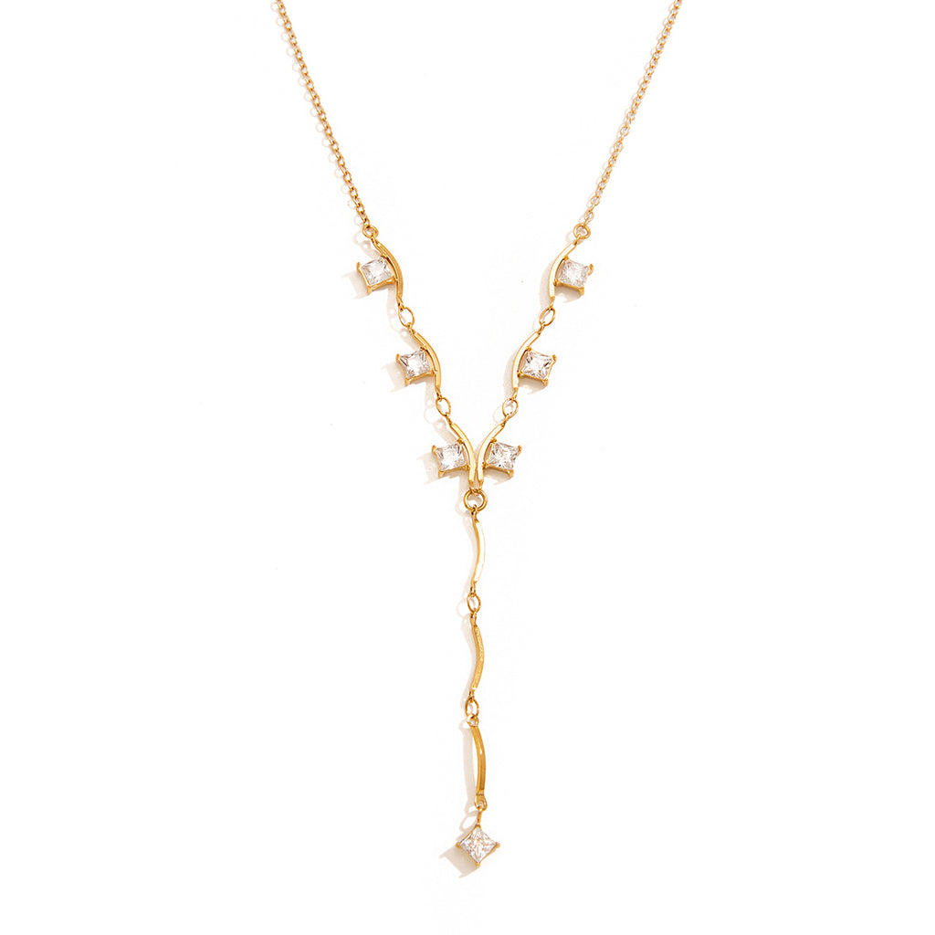 Damen elegante Kette mit funkelnden Zirkonia-Elementen und hypoallergener Verarbeitung Shop Nory