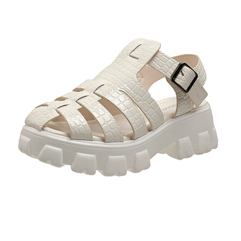 Damen Plateau-Sandalen mit trendigem Riemendesign und stabiler Gummisohle