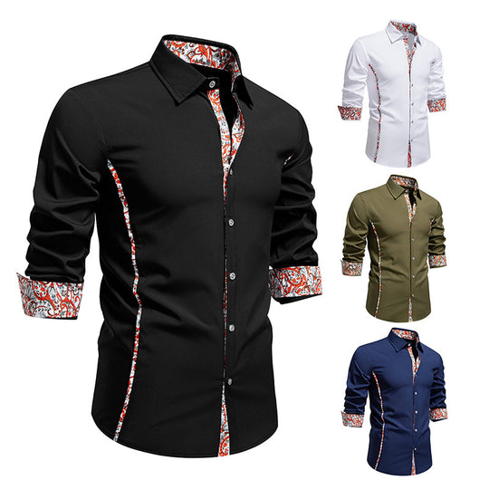 Herren Elegantes tailliertes Business-Hemd mit kontrastierter Innenblende und Paisley-Detail Shop Nory