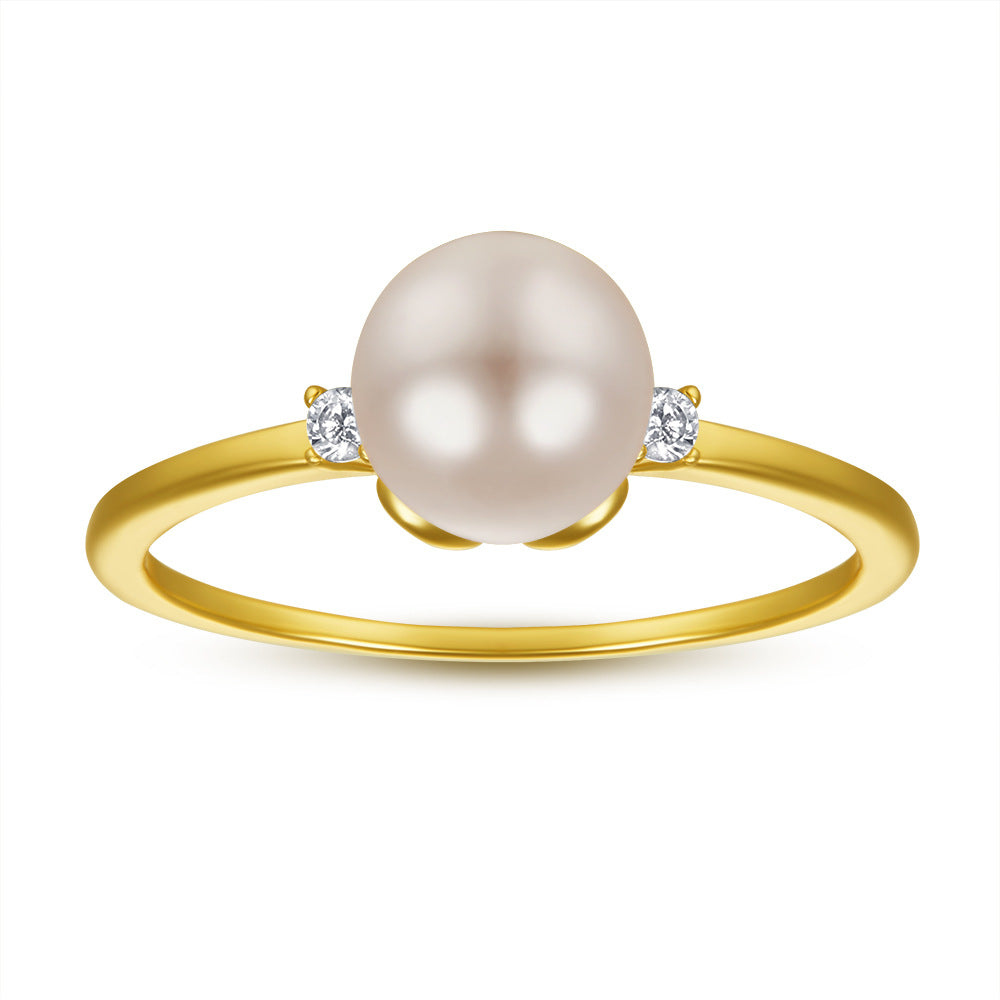 Damenring mit einer Perle und funkelnden Zirkonia Shop Nory