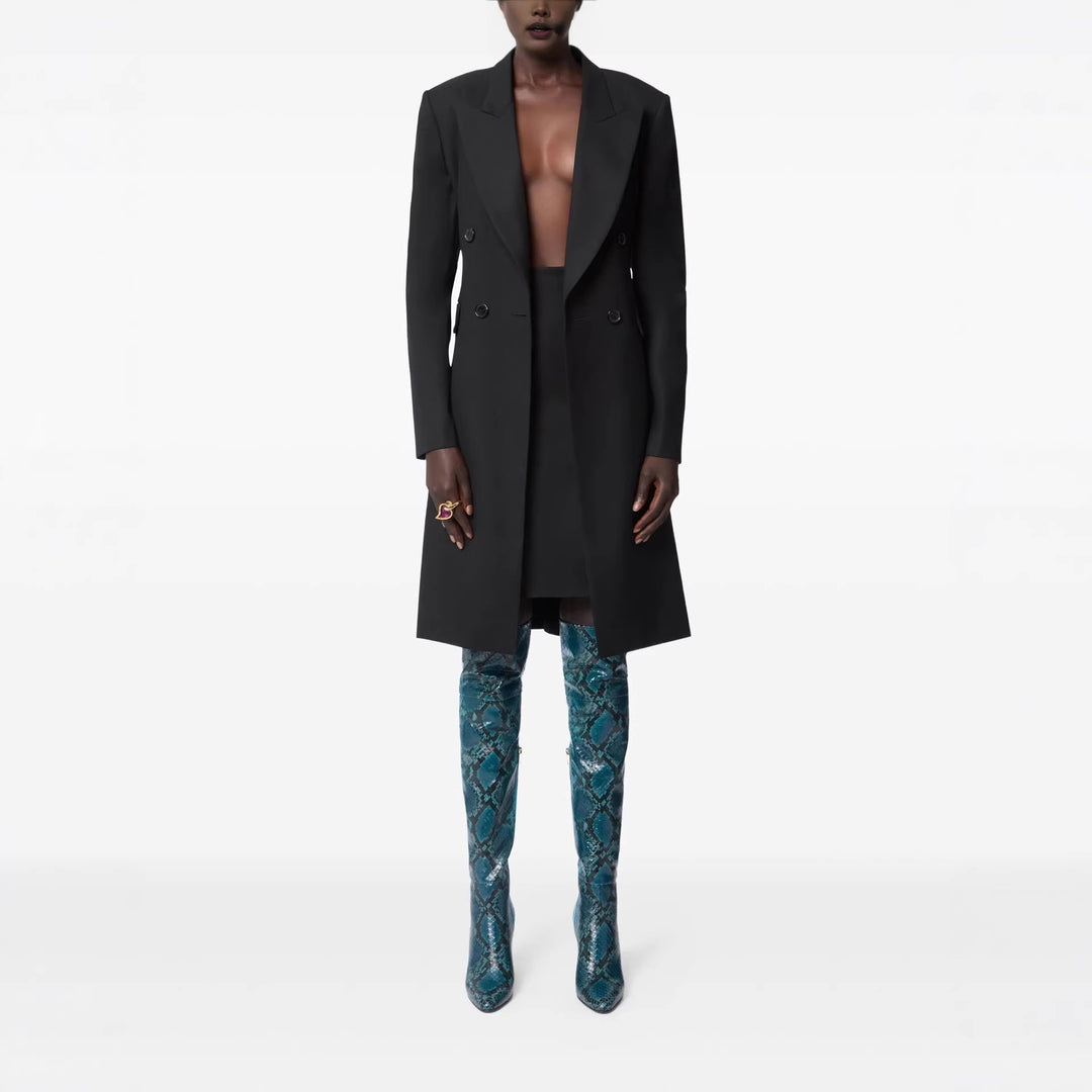 Damen Langblazer im minimalistischen Doppelreiher mit verstärkten Schultern Shop Nory