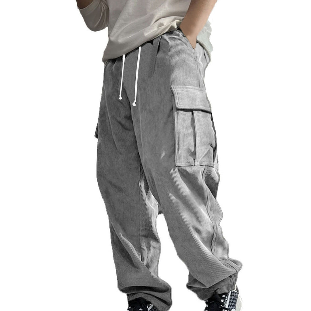 Herren Weite Cord-Cargo-Hose mit Tunnelzug, Elastikbund & Multifunktionstaschen Shop Nory