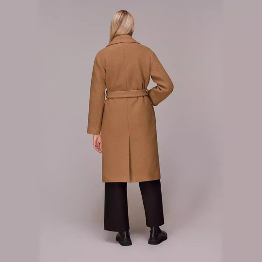 Damen Midilanger Wollmix‑Longmantel mit minimalem Schalkragen und relaxed Silhouette Shop Nory