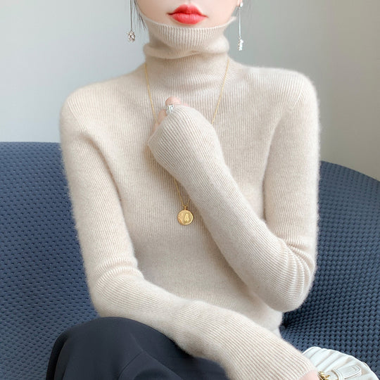Damen Schmaler Rollkragenpullover aus Kaschmir‑Mix mit extralangem Ärmelabschluss Shop Nory