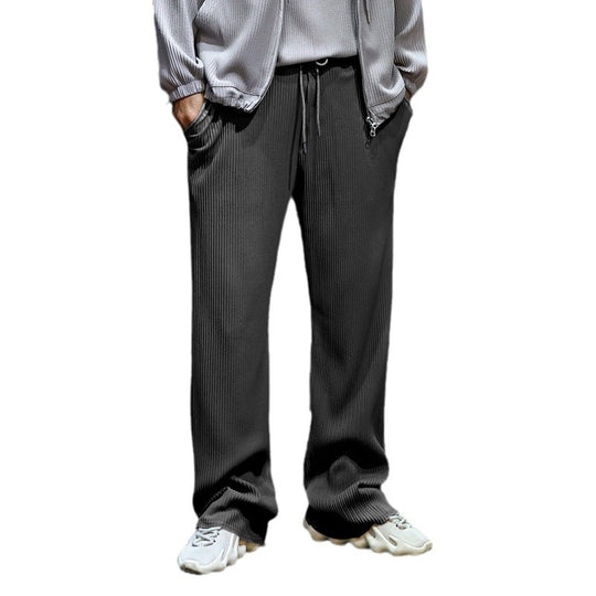 Herren Lässige gerippte Relaxhose mit weitem Bein, Tunnelzug & Eingrifftaschen Shop Nory