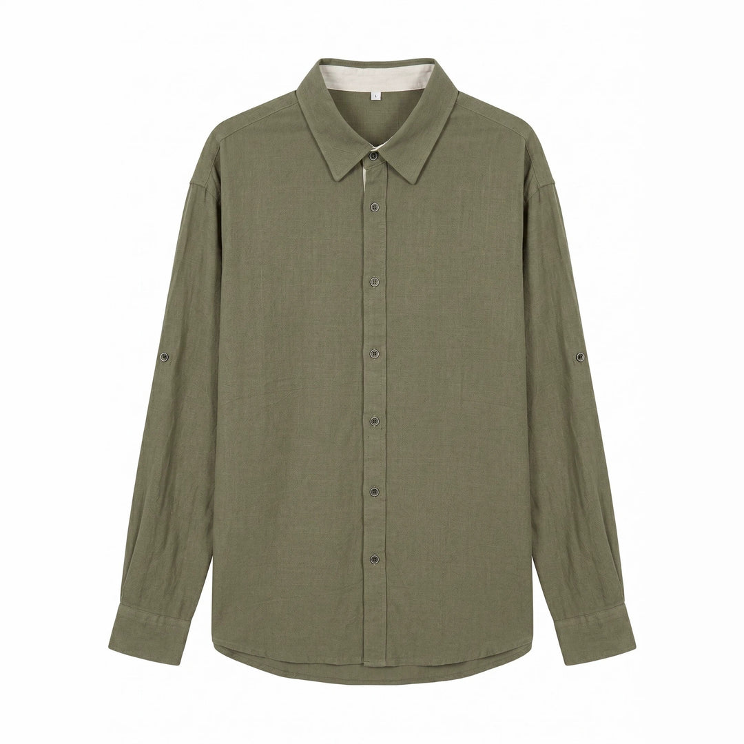 Unisex Leichtes Oversize‑Hemd in Leinenoptik mit Kentkragen und Ärmelsteg Shop Nory