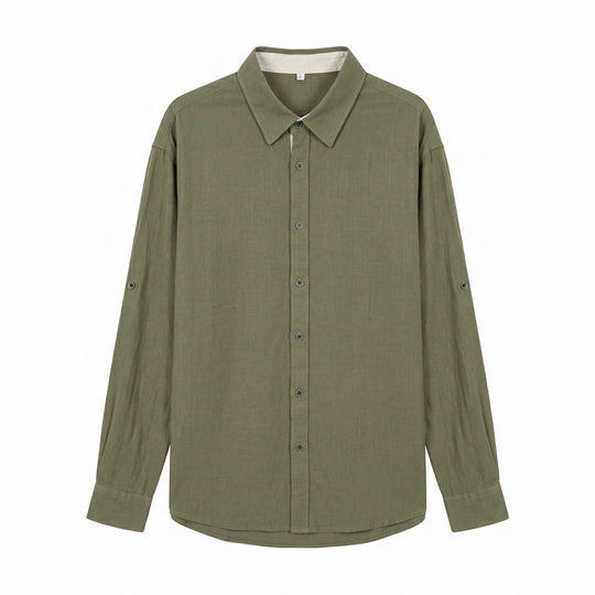 Unisex Leichtes Oversize‑Hemd in Leinenoptik mit Kentkragen und Ärmelsteg Shop Nory