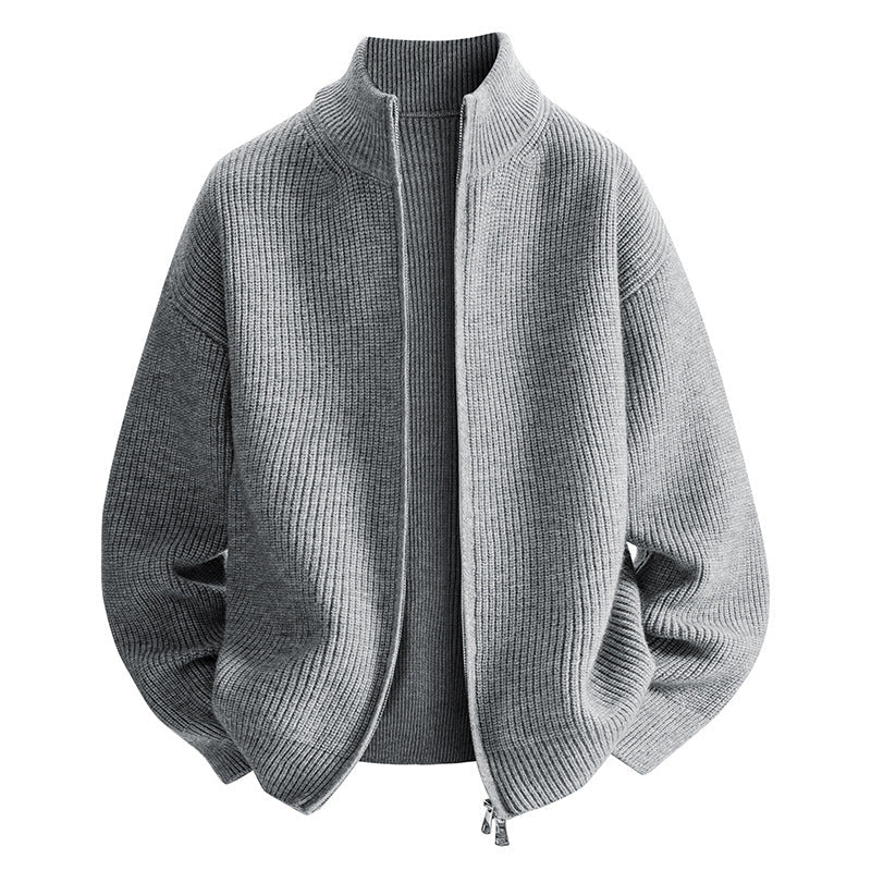 Damen modische Strickjacke mit hohem Kragen und Reißverschluss