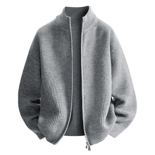 Damen modische Strickjacke mit hohem Kragen und Reißverschluss