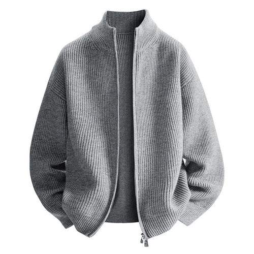 Damen modische Strickjacke mit hohem Kragen und Reißverschluss