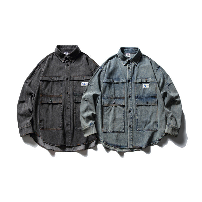 Unisex Oversized Denim‑Chorejacke im kastigen Boxy‑Cut mit großen Pattentaschen Shop Nory