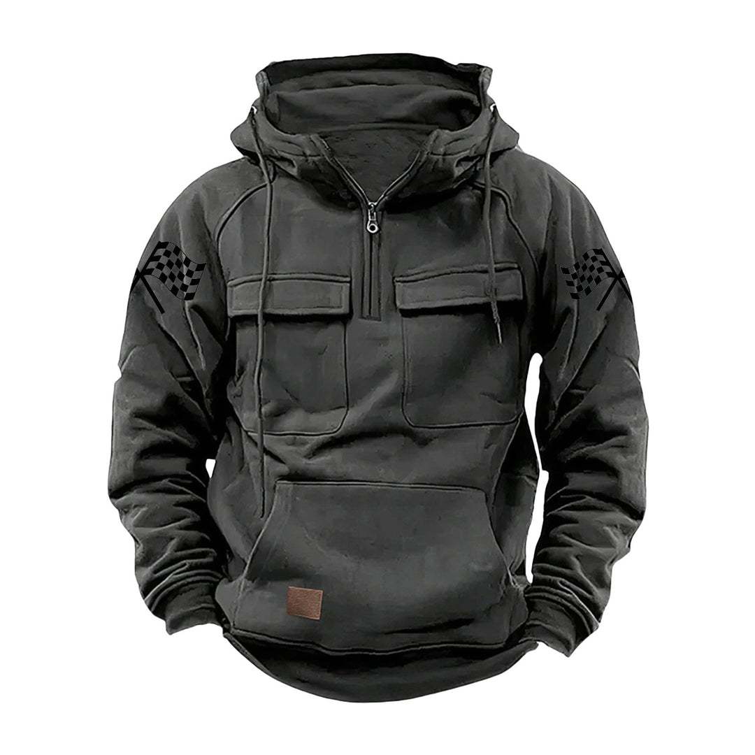 Herren nan Kapuzenpullover mit Halbzip, Cargo-Brusttaschen und Kängurutasche Shop Nory