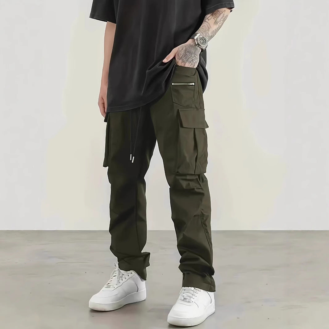 Herren Weite technische Cargohose mit großen Klapp- und Reißverschlusstaschen und Kordelzugbund Shop Nory