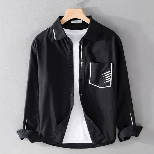Herren Leichtes Baumwoll-Overshirt mit Kontrastnaht und aufgesetzter Brusttasche Shop Nory