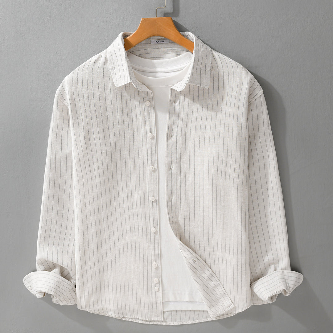 Herren Leichtes Nadelstreifen-Overshirt aus Leinen-Baumwollmix Shop Nory
