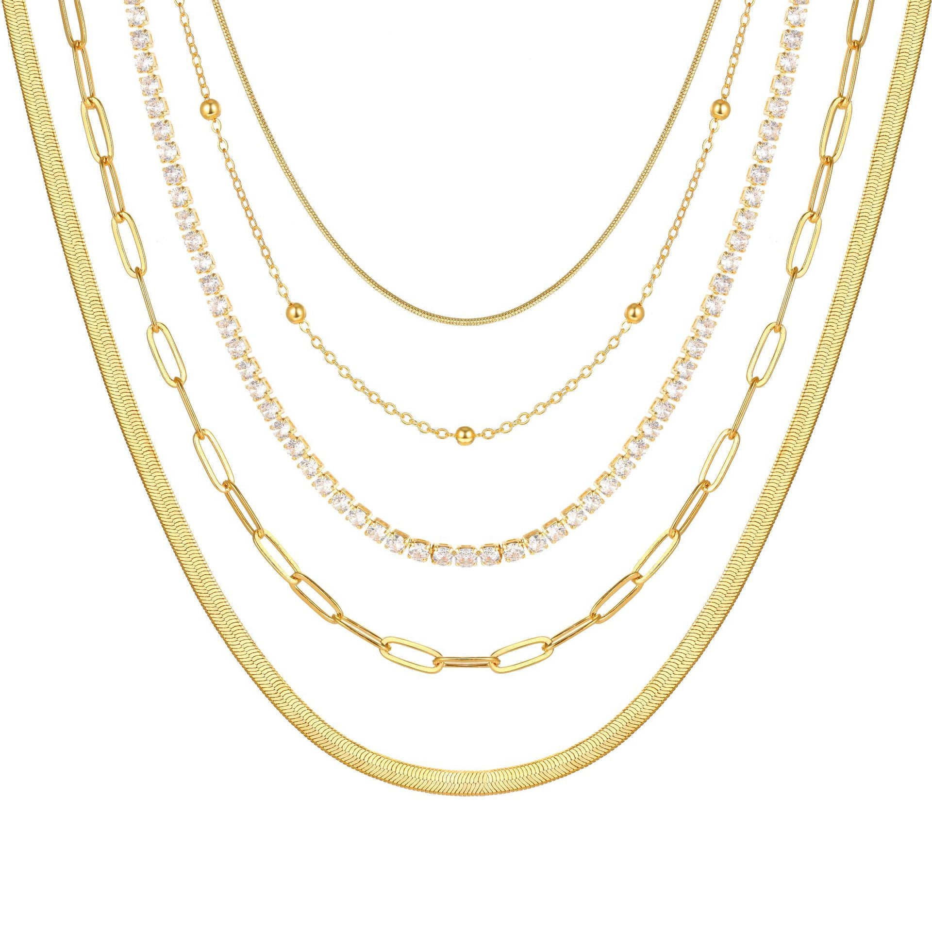 Damen mehrlagige Halskette mit funkelnden Kristallen und eleganten Kettendesigns Shop Nory