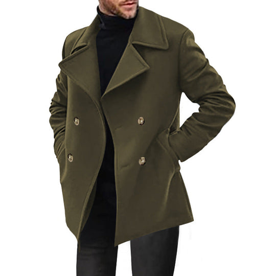 Herren Designer Wollmantel mit doppelter Knopfleiste