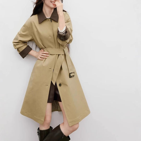 Damen Modischer Trenchcoat mit kontrastierenden Details Shop Nory