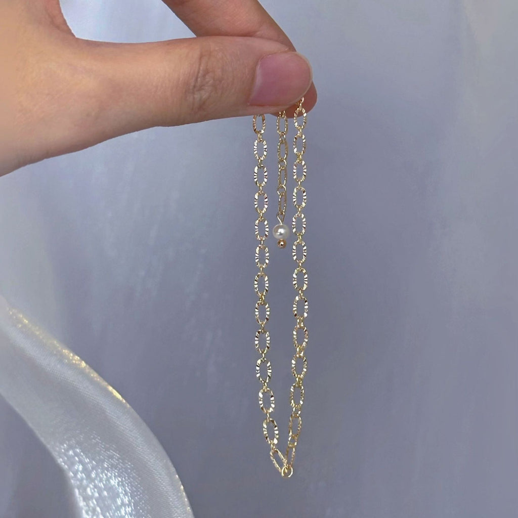 Damen Halskette mit exquisitem Kettendesign und zarter Perle Shop Nory