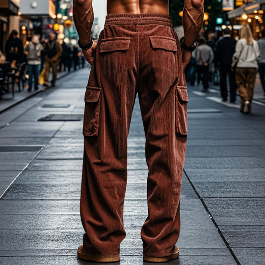 Herren lockere Cord-Cargo-Hosen mit praktischen Taschen