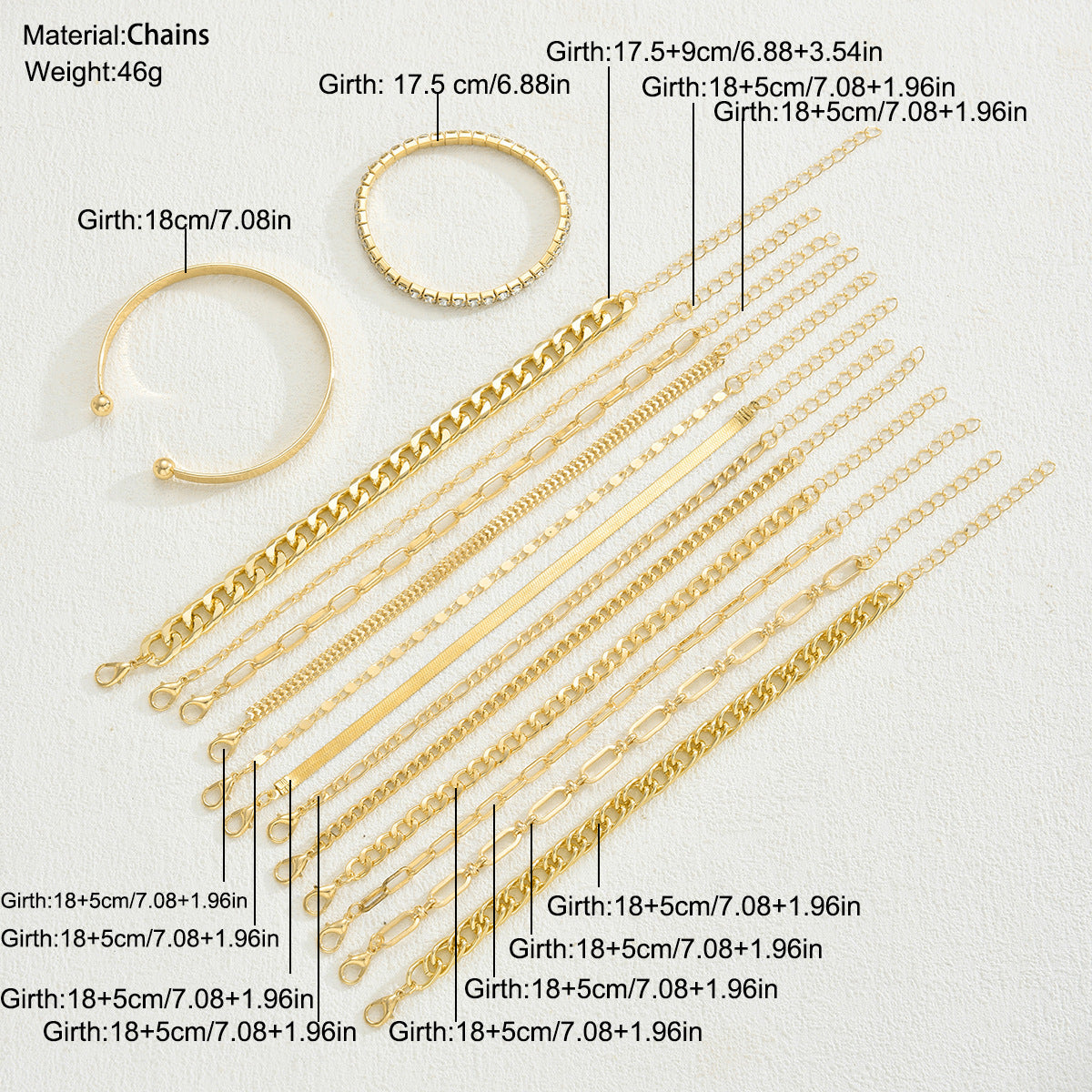 Damen Armband-Set mit eleganten Goldankern und funkelnden Kristallen Shop Nory