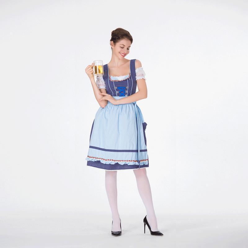 Damen nan klassisches Trachten-Dirndl mit gepunktetem Mieder, geschnürter Korsage und abnehmbarer Rüschen-Schürze Shop Nory