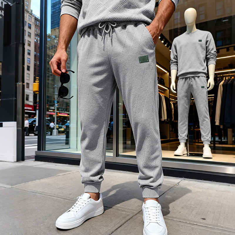 Herren Strukturierte Jogginghose mit geometrischer Waffelstruktur und elastischen Bündchen Shop Nory