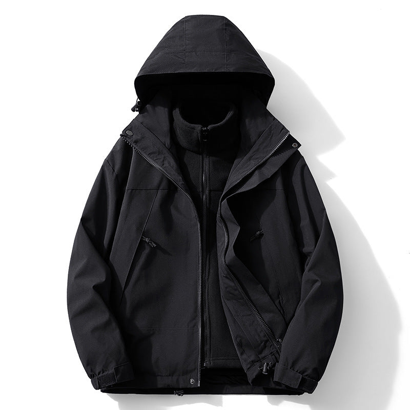 Herren modulare Kapuzenjacke mit separatem Fleece-Innenlayer, wasserabweisender Shell und funktionalen Taschen Shop Nory